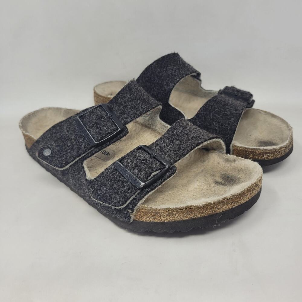 Birkenstock Arizona Sandals EU41 US8.5 Rivet Wool Felt Doubleface Gray Slip On